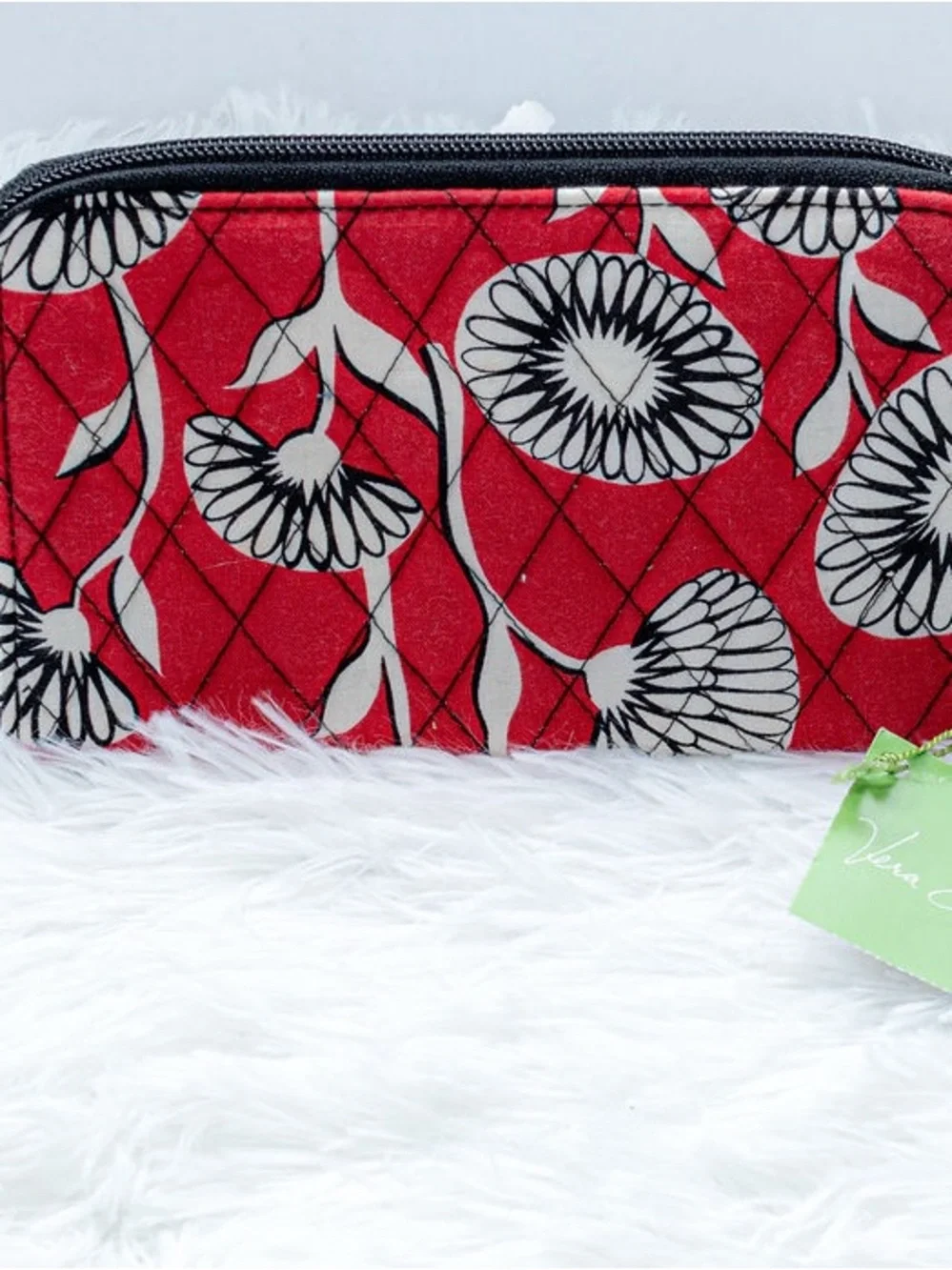 Vera Bradley Quilted Zip Around Wallet Red Floral NWT